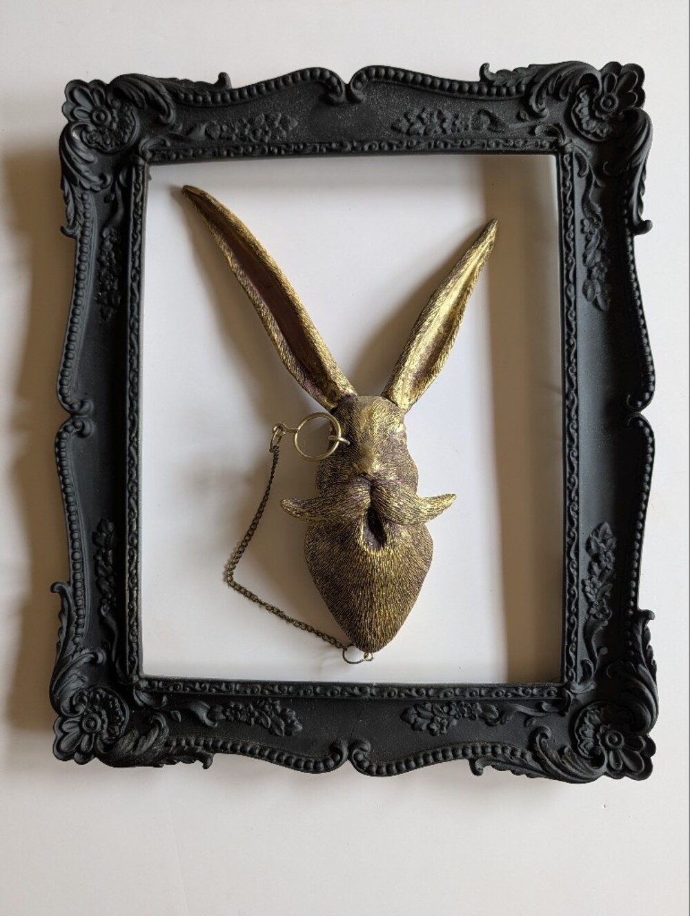 Gold 3D Bunny With Monical Wall Accent With Frame- Gold